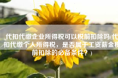 代扣代缴企业所得税可以税前扣除吗(代扣代缴个人所得税，是否属于工资薪金税前扣除的必备条件？)