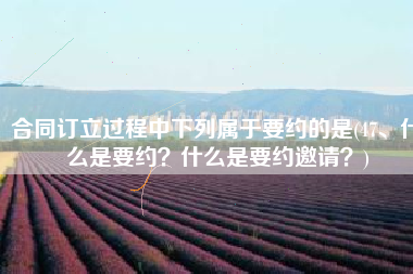 合同订立过程中下列属于要约的是(47、什么是要约？什么是要约邀请？)
