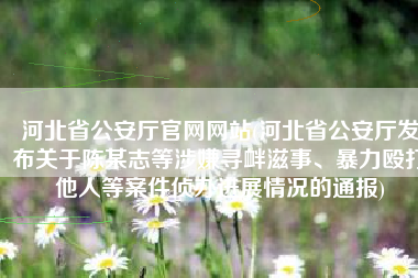 河北省公安厅官网网站(河北省公安厅发布关于陈某志等涉嫌寻衅滋事、暴力殴打他人等案件侦办进展情况的通报)