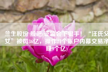 兰生股份 股吧(证监会下狠手！“汪氏父女”被罚36亿，操作21个账户内幕交易净赚9个亿)