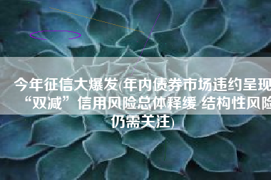 今年征信大爆发(年内债券市场违约呈现“双减”信用风险总体释缓 结构性风险仍需关注)
