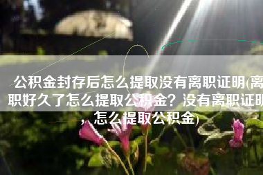 公积金封存后怎么提取没有离职证明(离职好久了怎么提取公积金？没有离职证明，怎么提取公积金)
