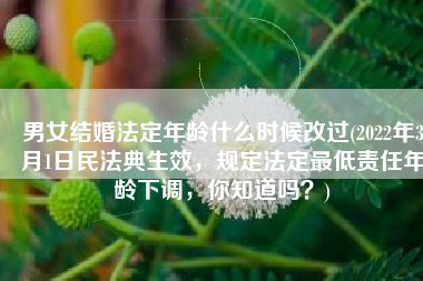 男女结婚法定年龄什么时候改过(2022年3月1日民法典生效，规定法定最低责任年龄下调，你知道吗？)