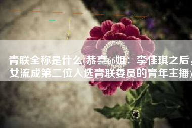 青联全称是什么(恭喜66姐：李佳琪之后，女流成第二位入选青联委员的青年主播)