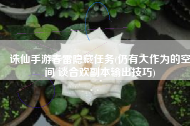 诛仙手游春雷隐藏任务(仍有大作为的空间 谈合欢副本输出技巧)
