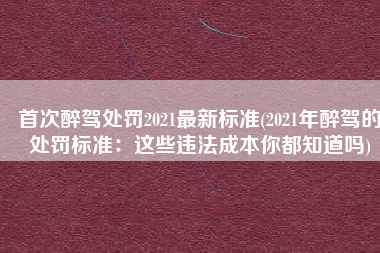 首次醉驾处罚2021最新标准(2021年醉驾的处罚标准：这些违法成本你都知道吗)