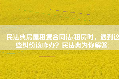 民法典房屋租赁合同法(租房时，遇到这些纠纷该咋办？民法典为你解答)
