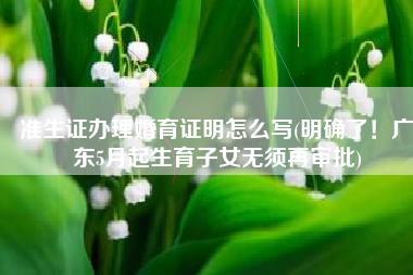 准生证办理婚育证明怎么写(明确了！广东5月起生育子女无须再审批)