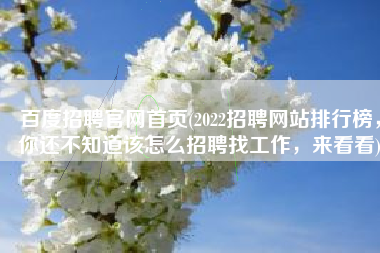 百度招聘官网首页(2022招聘网站排行榜，你还不知道该怎么招聘找工作，来看看)