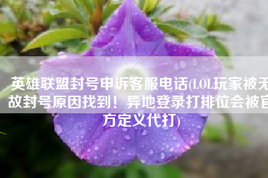 英雄联盟封号申诉客服电话(LOL玩家被无故封号原因找到！异地登录打排位会被官方定义代打)