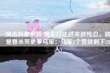 突击风暴米娅(俄军打法越来越残忍，就是要杀死更多乌军：乌军1个营就剩下28人)