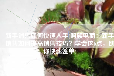 新手销售如何快速入手(购族电商：新手销售如何提高销售技巧？学会这6点，助你快速签单)