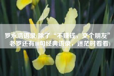 罗永浩语录(除了“不赚钱，交个朋友”，老罗还有10句经典语录，迷茫时看看)