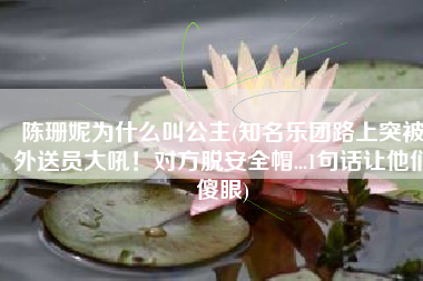 陈珊妮为什么叫公主(知名乐团路上突被外送员大吼！对方脱安全帽...1句话让他们傻眼)