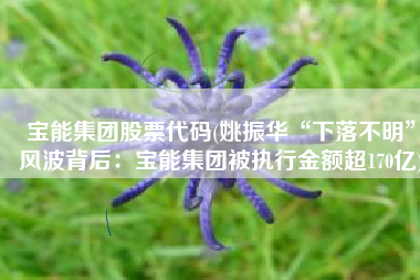 宝能集团股票代码(姚振华“下落不明”风波背后：宝能集团被执行金额超170亿)