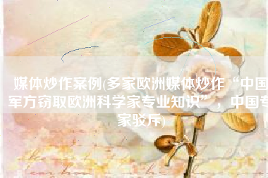 媒体炒作案例(多家欧洲媒体炒作“中国军方窃取欧洲科学家专业知识”，中国专家驳斥)