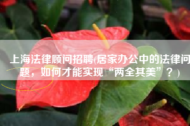 上海法律顾问招聘(居家办公中的法律问题，如何才能实现“两全其美”？)