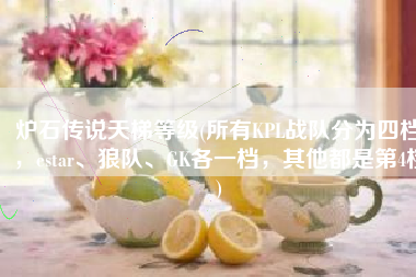 炉石传说天梯等级(所有KPL战队分为四档，estar、狼队、GK各一档，其他都是第4档)