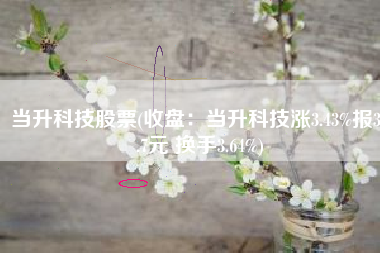 当升科技股票(收盘：当升科技涨3.43%报31.7元 换手3.64%)