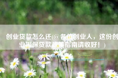 创业贷款怎么还(@各位创业人，这份创业担保贷款政策指南请收好！)