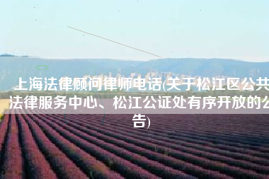 上海法律顾问律师电话(关于松江区公共法律服务中心、松江公证处有序开放的公告)
