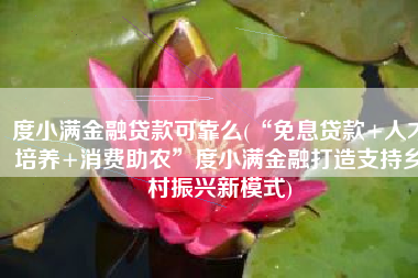 度小满金融贷款可靠么(“免息贷款+人才培养+消费助农”度小满金融打造支持乡村振兴新模式)