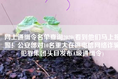 网上通缉令名单查询2020(看到他们马上报警！公安部对10名重大在逃电信网络诈骗犯罪集团头目发布A级通缉令)
