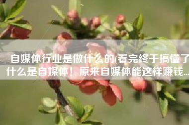 自媒体行业是做什么的(看完终于搞懂了什么是自媒体！原来自媒体能这样赚钱...)