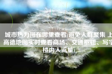 城市热力图在哪里查看(避免人群聚集 上高德地图实时查看商场、交通枢钮、写字楼内人流量)