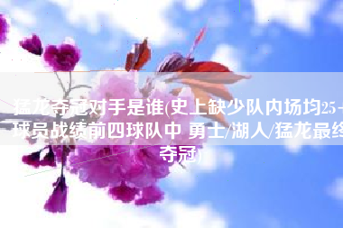 猛龙夺冠对手是谁(史上缺少队内场均25+球员战绩前四球队中 勇士/湖人/猛龙最终夺冠)