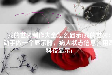 我的世界制作大全怎么显示(我的世界：动手做一个显示器，病人状态信息，用高科技显示)