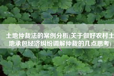 土地仲裁法的案例分析(关于做好农村土地承包经济纠纷调解仲裁的几点思考)
