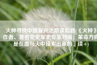 火种寻找中国复兴之路读后感(《火种》作者、著名党史军史专家刘统：革命方向是在血与火中摸索出来的｜读+)