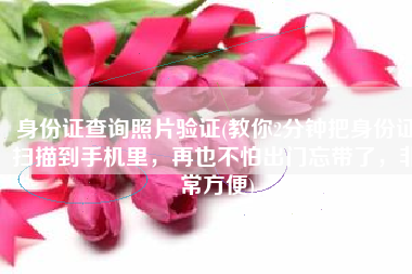 身份证查询照片验证(教你2分钟把身份证扫描到手机里，再也不怕出门忘带了，非常方便)