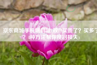 京东商城手机端网址(双11买贵了？买多了？4种方法帮你挽回损失)
