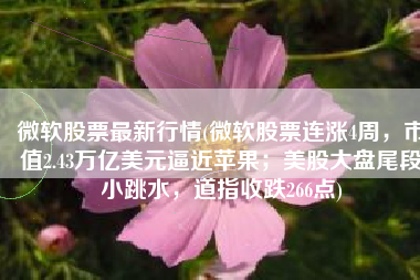 微软股票最新行情(微软股票连涨4周，市值2.43万亿美元逼近苹果；美股大盘尾段小跳水，道指收跌266点)