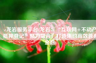 e龙岩服务平台(龙岩：“互联网+不动产抵押登记”聚力融合，打造集约高效普惠金融)