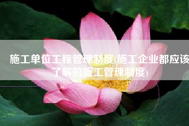 施工单位工程管理制度(施工企业都应该了解的施工管理制度)