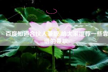 百度知道合伙人兼职(给大家推荐一些靠谱的兼职)