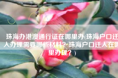 珠海办港澳通行证在哪里办(珠海户口迁入办理需要哪些材料？珠海户口迁入在哪里办理？)