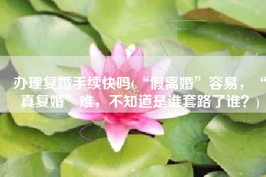 办理复婚手续快吗(“假离婚”容易，“真复婚”难，不知道是谁套路了谁？)