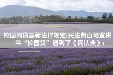 校园网贷最新法律规定(民法典百场宣讲｜当“校园贷”遇到了《民法典》)