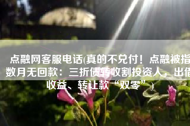 点融网客服电话(真的不兑付！点融被指数月无回款：三折债转收割投资人，出借收益、转让款“双零”)