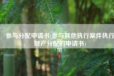 参与分配申请书(参与其他执行案件执行财产分配的申请书)