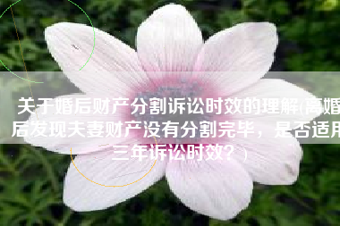 关于婚后财产分割诉讼时效的理解(离婚后发现夫妻财产没有分割完毕，是否适用三年诉讼时效？)