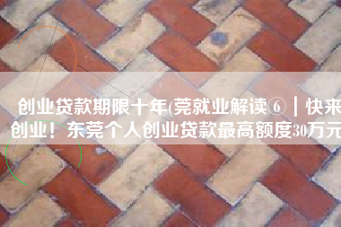 创业贷款期限十年(莞就业解读⑥｜快来创业！东莞个人创业贷款最高额度30万元)