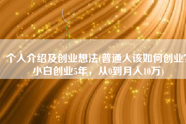 个人介绍及创业想法(普通人该如何创业？小白创业5年，从0到月入10万)