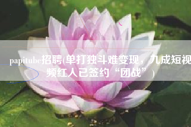 papitube招聘(单打独斗难变现，九成短视频红人已签约“团战”)