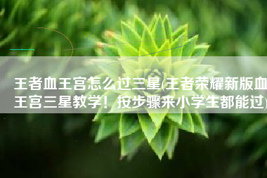 王者血王宫怎么过三星(王者荣耀新版血王宫三星教学！按步骤来小学生都能过)