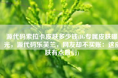 源代码索拉卡皮肤多少钱(IG专属皮肤曝光，源代码乐芙兰，网友却不买账：这皮肤有点敷衍)